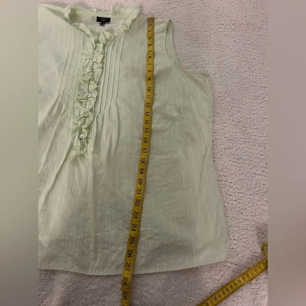 Talbots Sleeveless Blouse 18W Light Green Lightweight Cotton Spring Layer Casual